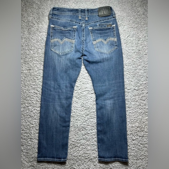 Salvage Jeans Mens 33 Havoc Straight Slim Fit Big Stitch Distressed Holes Party - Picture 4 of 4